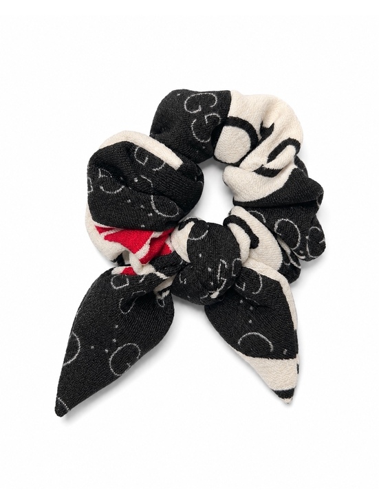 Gucci Accessories - Upcycled Gucci Fabric Bow Scrunchie Black Ivory Red Hair Accessory